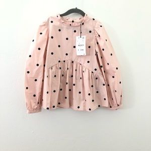 NEW Zara Girls Polkadot Long Sleeve Top sz 8